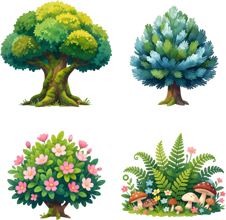Whimsical Forest Tree and Plant Cutouts (1 / 4)