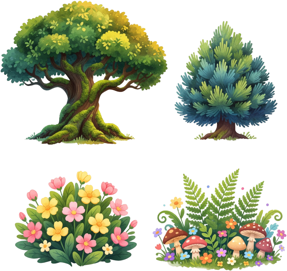 Whimsical Forest Tree and Plant Cutouts (2 / 4)