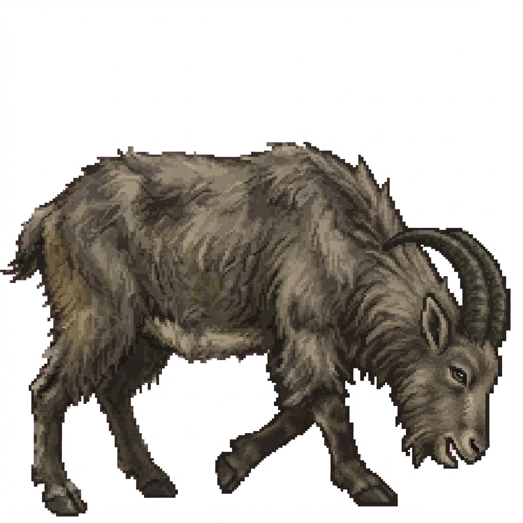 Image: Retro pixel-art game sprite, side view, same exact