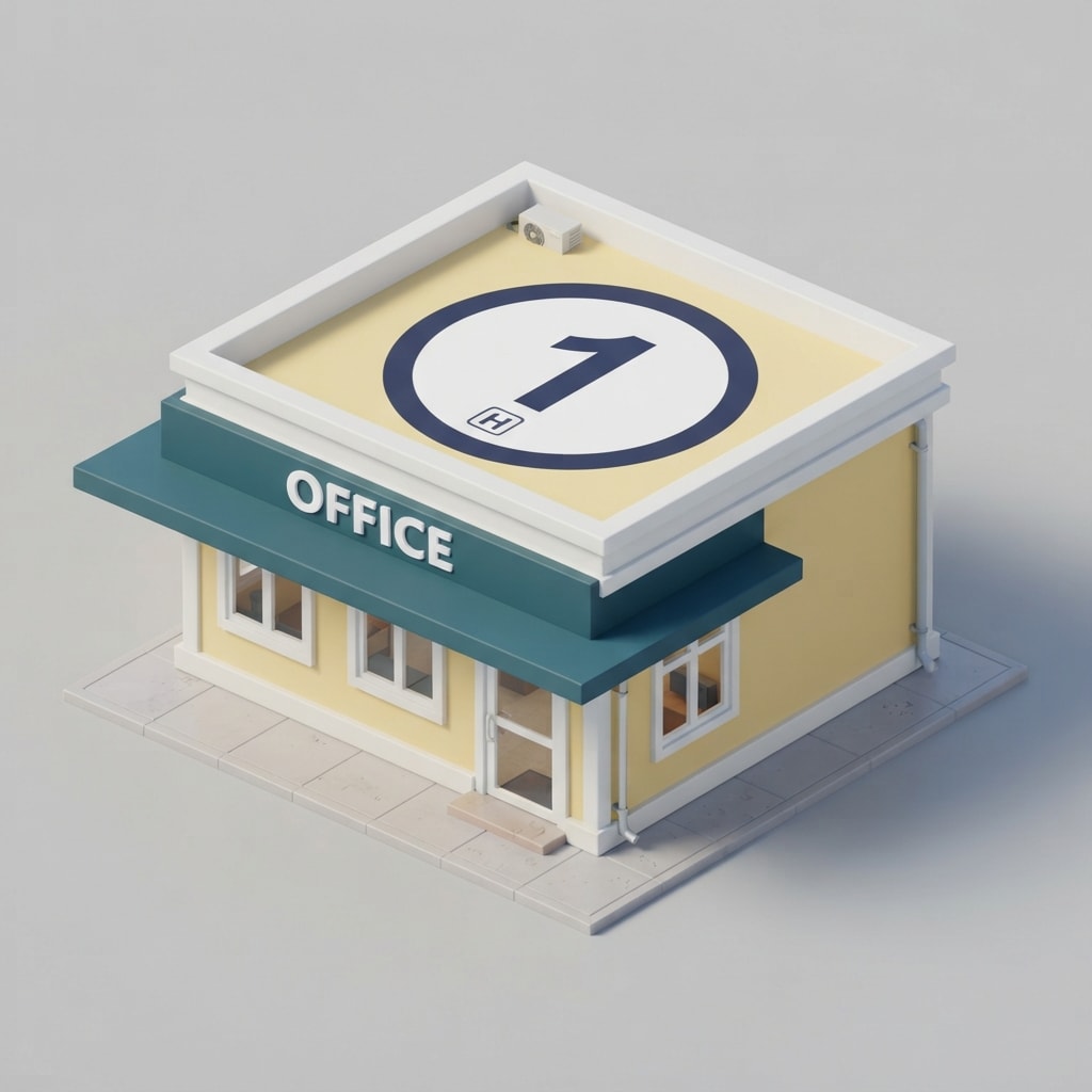 Image: 3D render, isometric 3/4 view from slightly higher