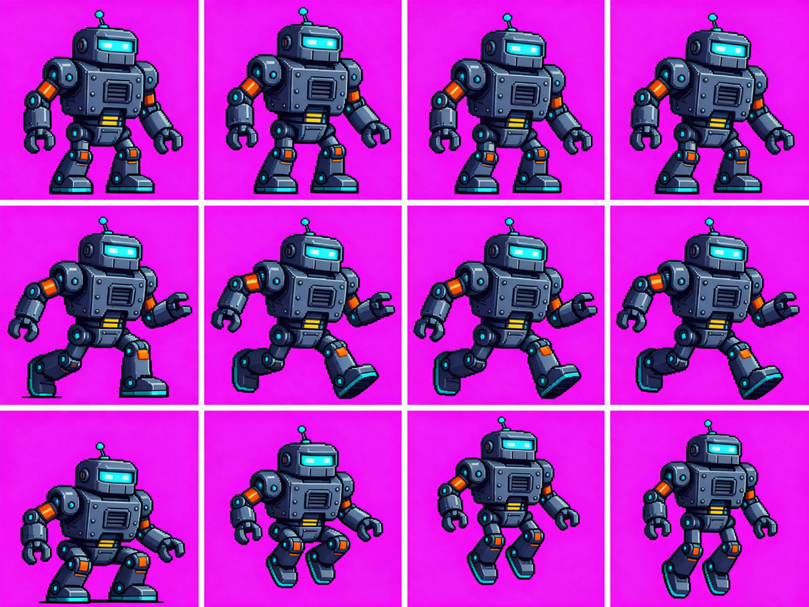 Chunky Robot 4x3 Sprite Sheet (2 / 2)