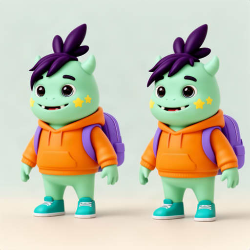 Adorable Mint Green School Monster