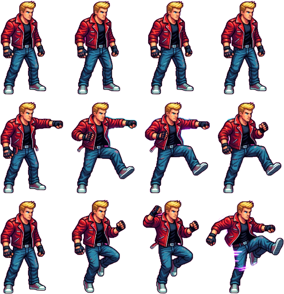 Original Street Brawler Player Sprite Sheet