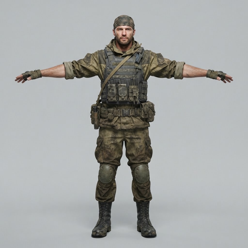 Post-Apocalyptic Gunner T-Pose Reference