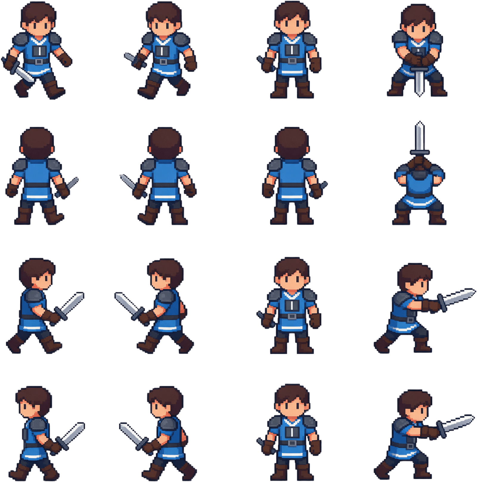 Hero 4 Direction Pixel Sprite Sheet