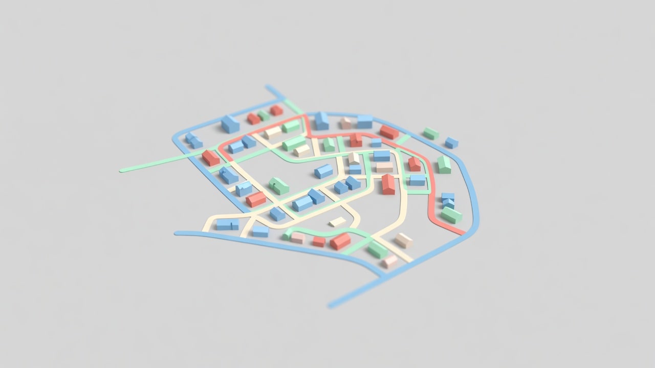 Isometric Pastel City Map Asset