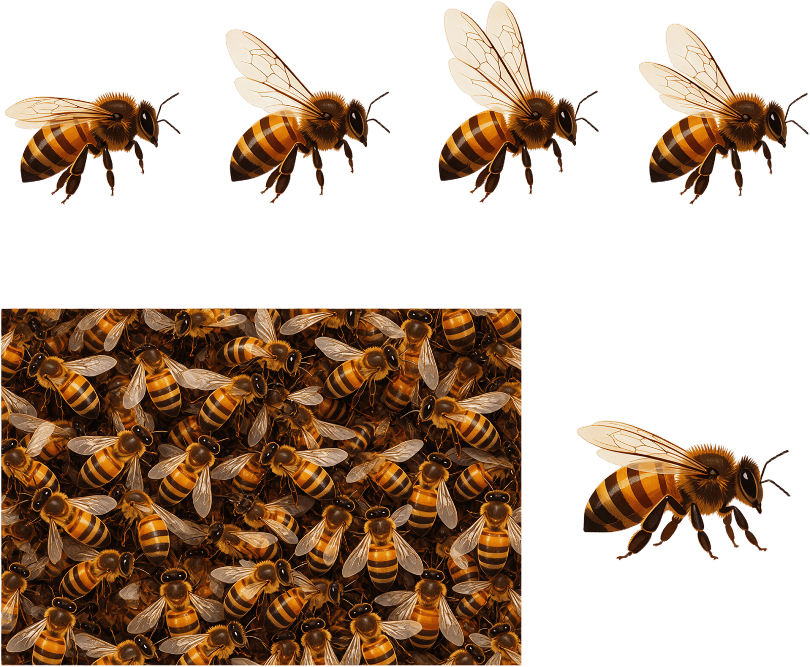 Bee Sprite Atlas - Flight, Swarm, Crawling