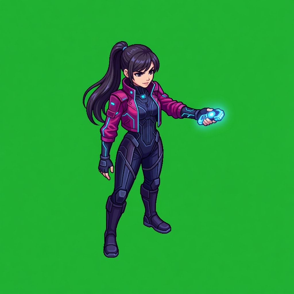 Rina Chosen Child - Green Screen Pixel Sprite