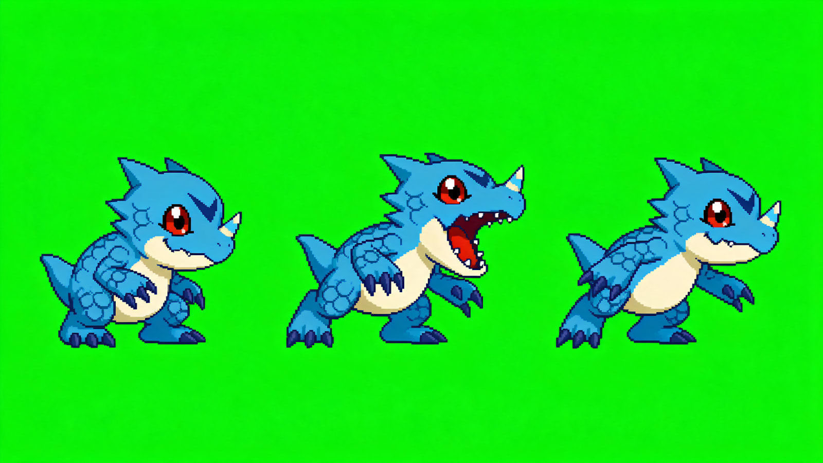 Blue Partner Digimon Bite Attack Green Screen Sheet