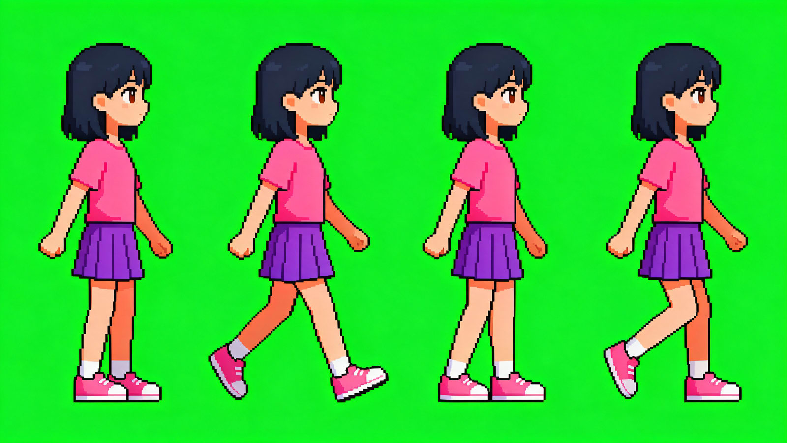 Rina Walk Cycle Green Screen Sheet