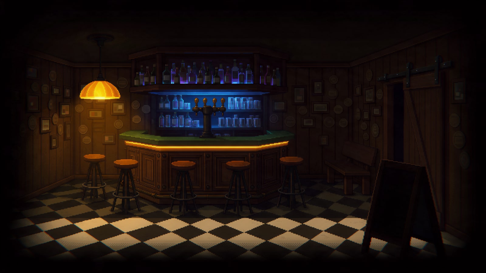 Geissbock Kneipe Hintergrund Pixel Art
