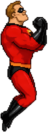 Red Superhero Jump Pose