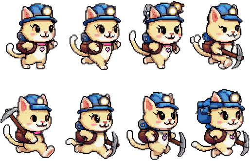 Pixel Art Running Cat Sprite Sheet