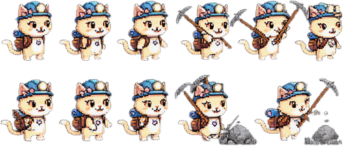 Chibi Miner Cat Sprite