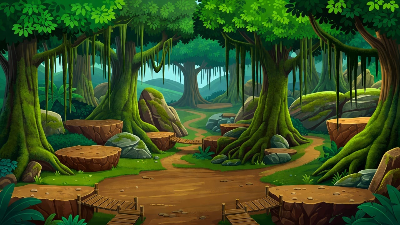 Cartoon Forest Battle Map Background
