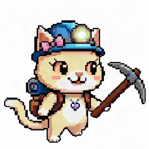 Chibi Miner Cat Walking Pose