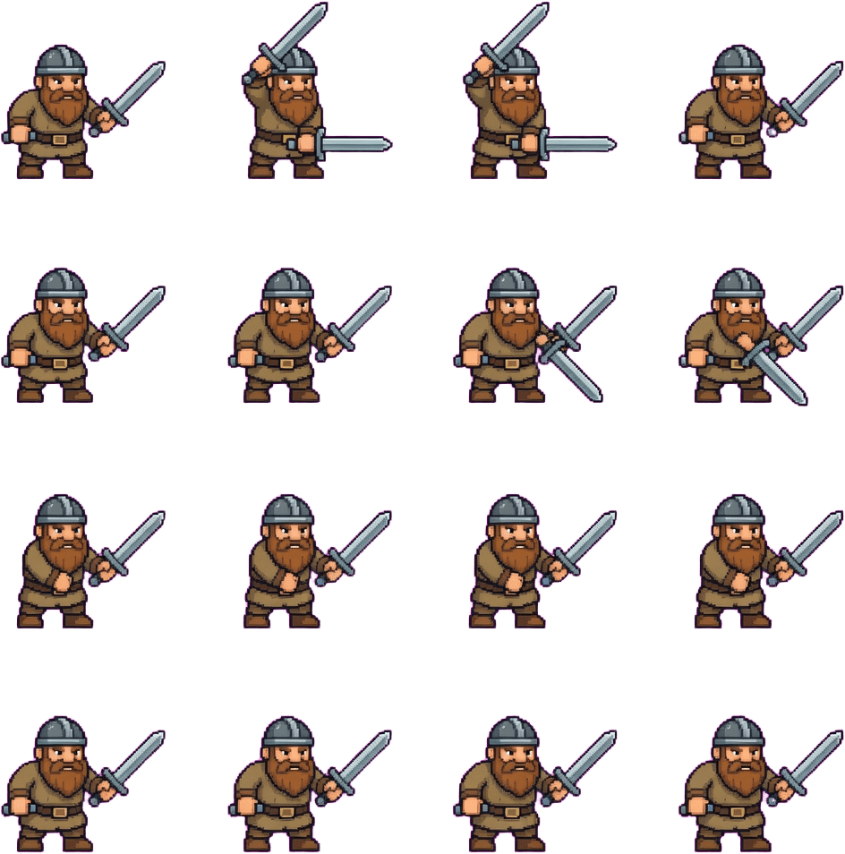 Dwarf Top-Down Sword Attack 16x16
