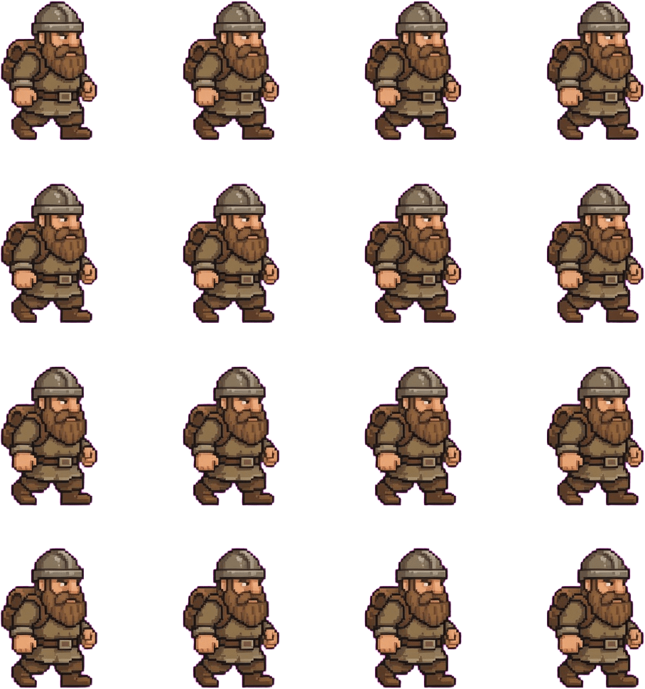 Dwarf Top-Down Walk 16x16