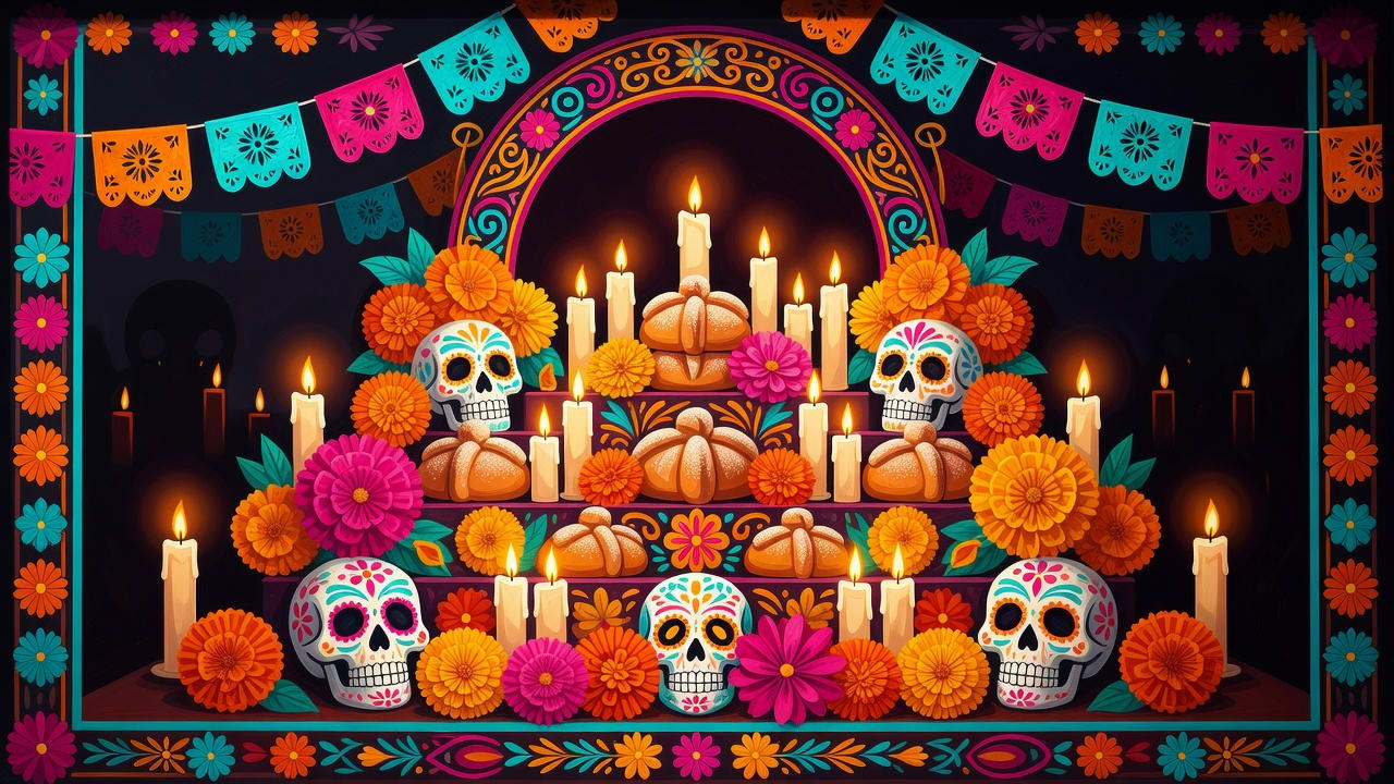 Day of the Dead Mural - Ofrenda Shrine