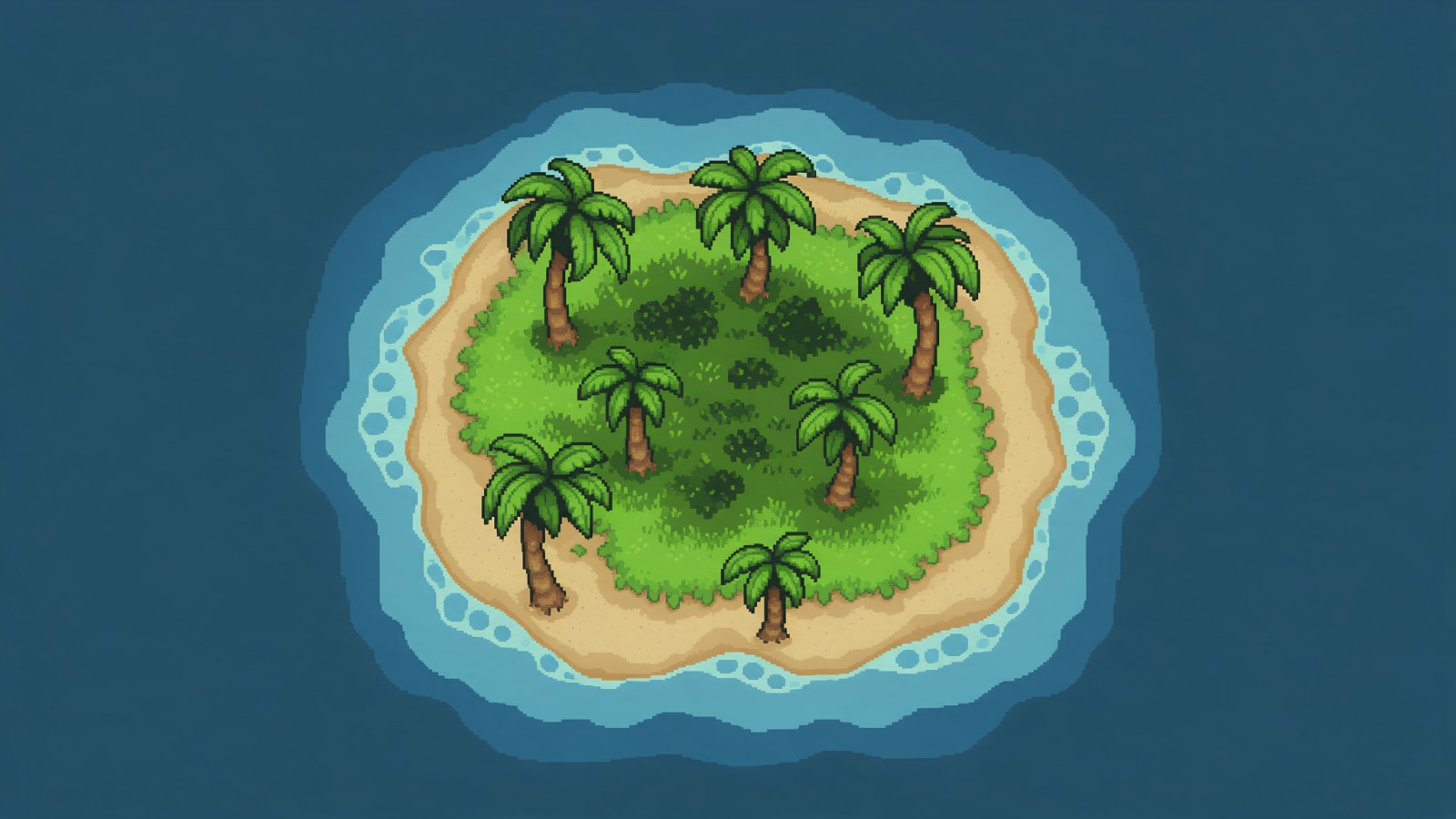 Top-Down Tropical Island - Pixel Ocean Map (2 / 2)