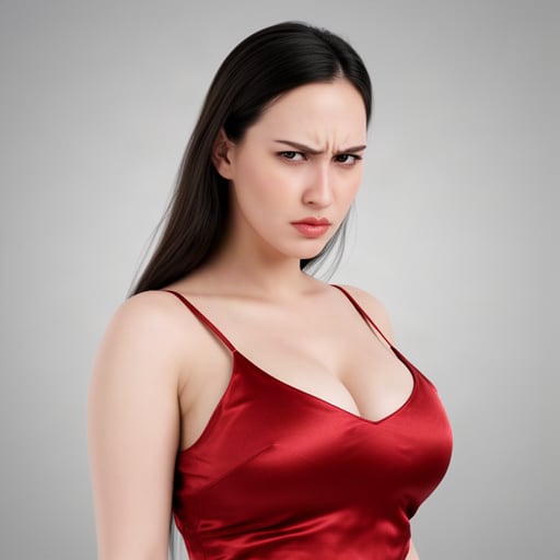 Annoyed Red Dress Woman