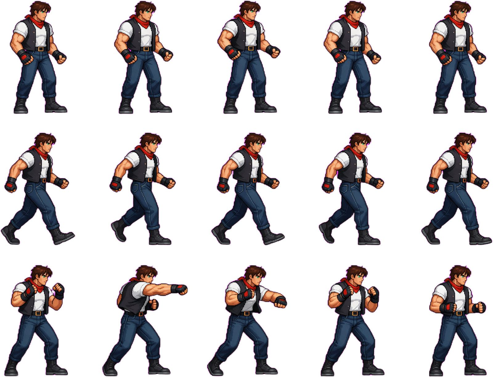 Night Brawler Hero Sheet A - idle walk attack