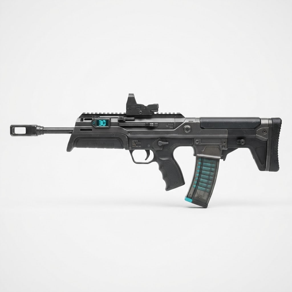 Image: Concept reference for a 3D game asset: "VX-7 Servi