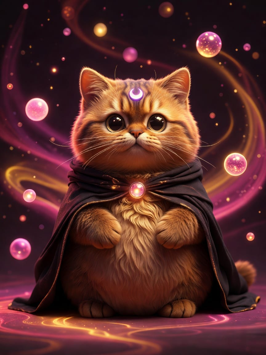 PUSPUS - Warm Cosmic Cat Character Render (1 / 2)