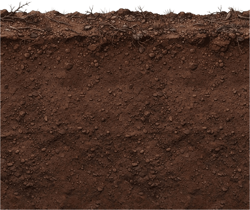 Image: Side-view cross-section of dry desert wasteland gr
