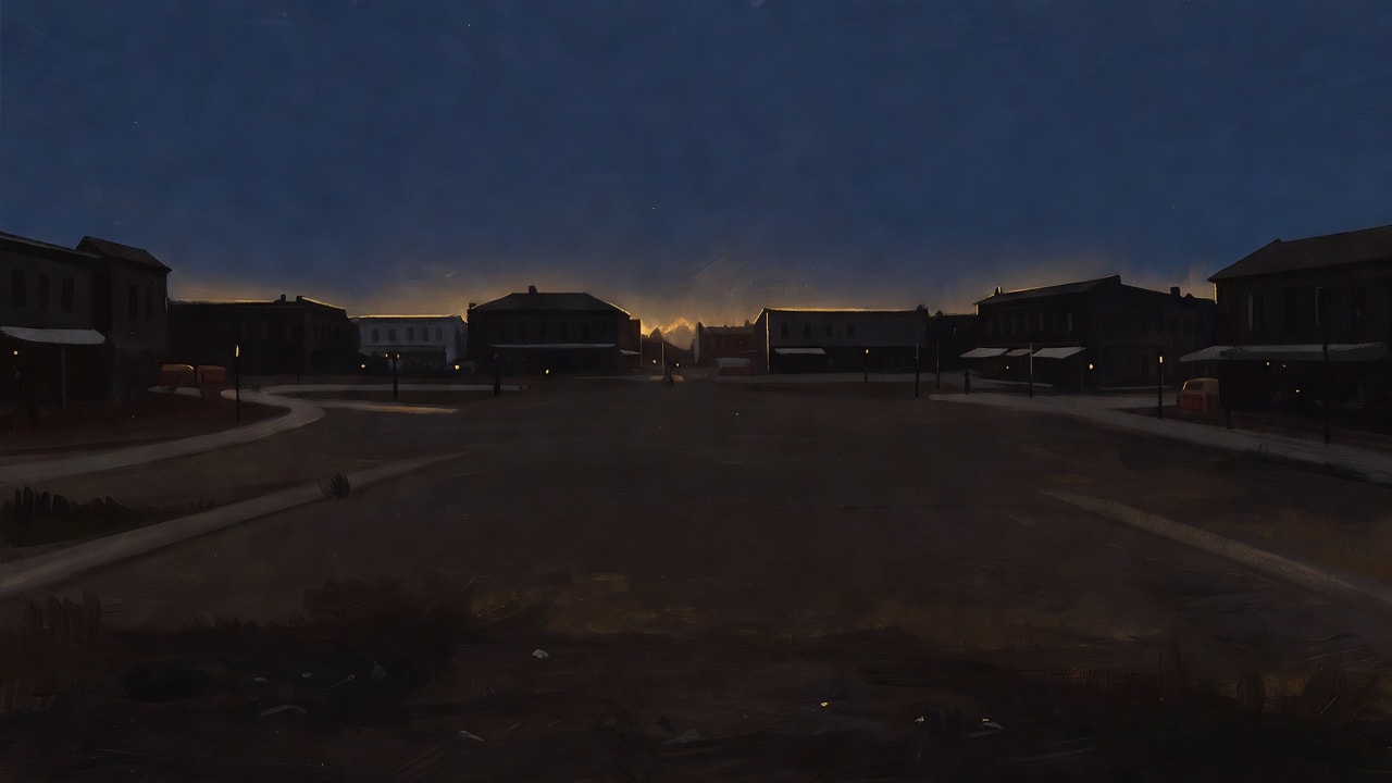 Avalon Backdrop - Town Square at Dusk
