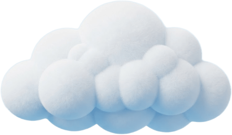 Image: A single soft fluffy 3D rendered cloud, puffy roun
