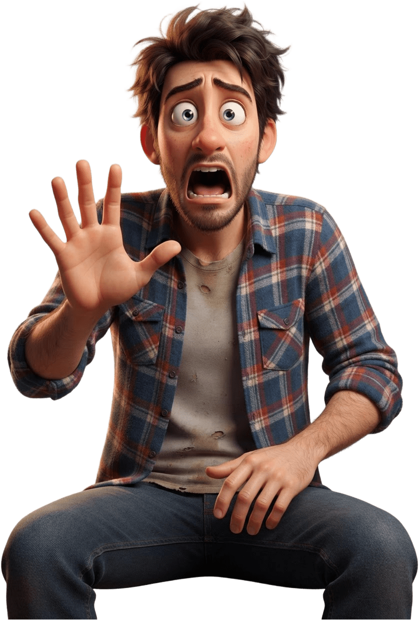 Panicked Guy Seated