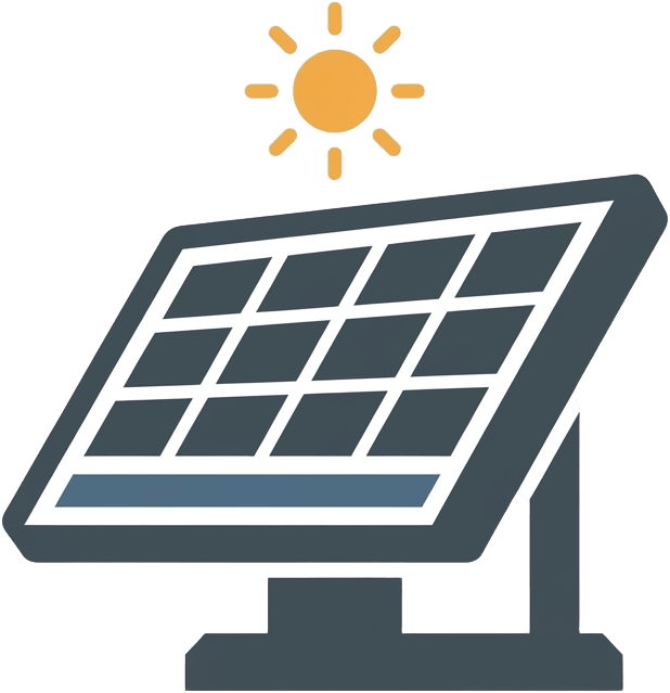 Image: Flat vector game UI icon of a tilted solar panel w