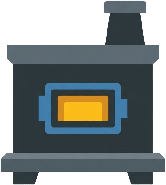 Image: Flat vector game UI icon of a small smelting furna