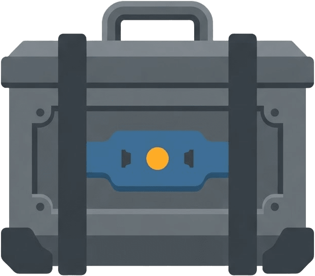 Image: Flat vector game UI icon of a strapped cargo crate