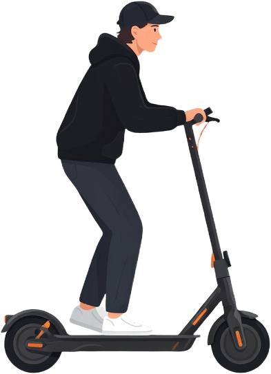 Rider on Kukirin G2 Scooter - Combined Flat Vector, Facing Right