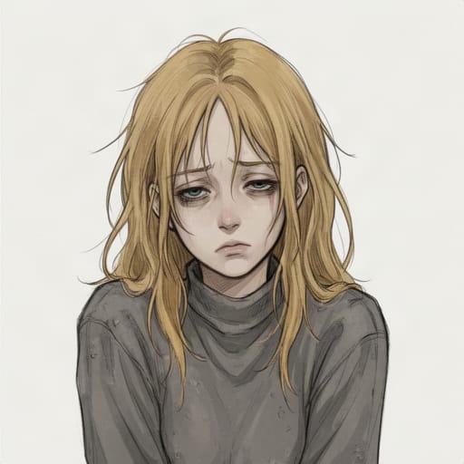 Exhausted Anime Woman
