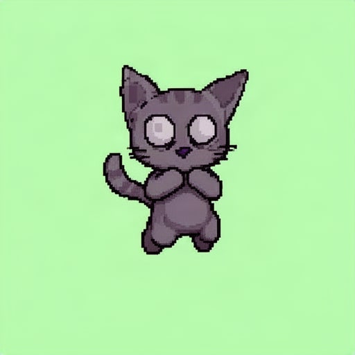 Grey Pixel Cat Jump