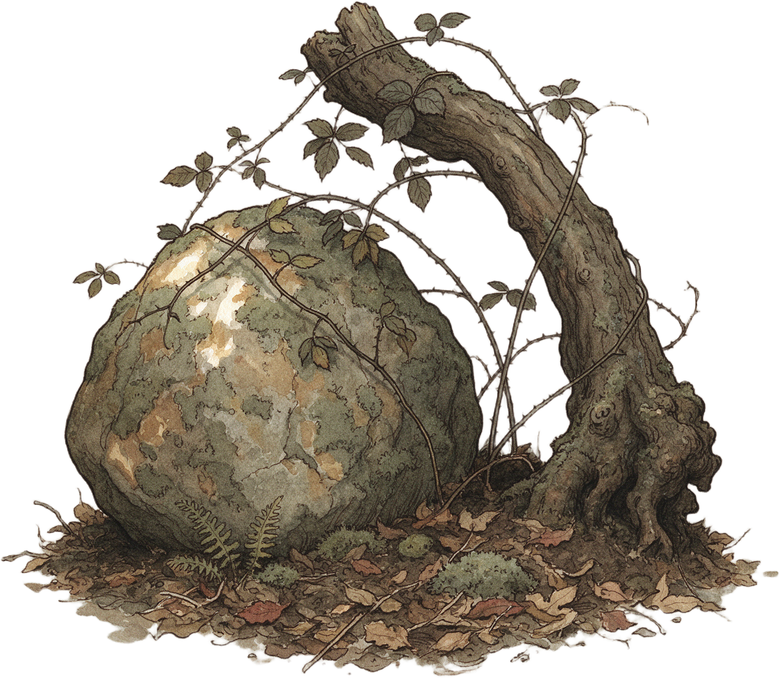 Storybook Undergrowth - Mossy Stone and Root