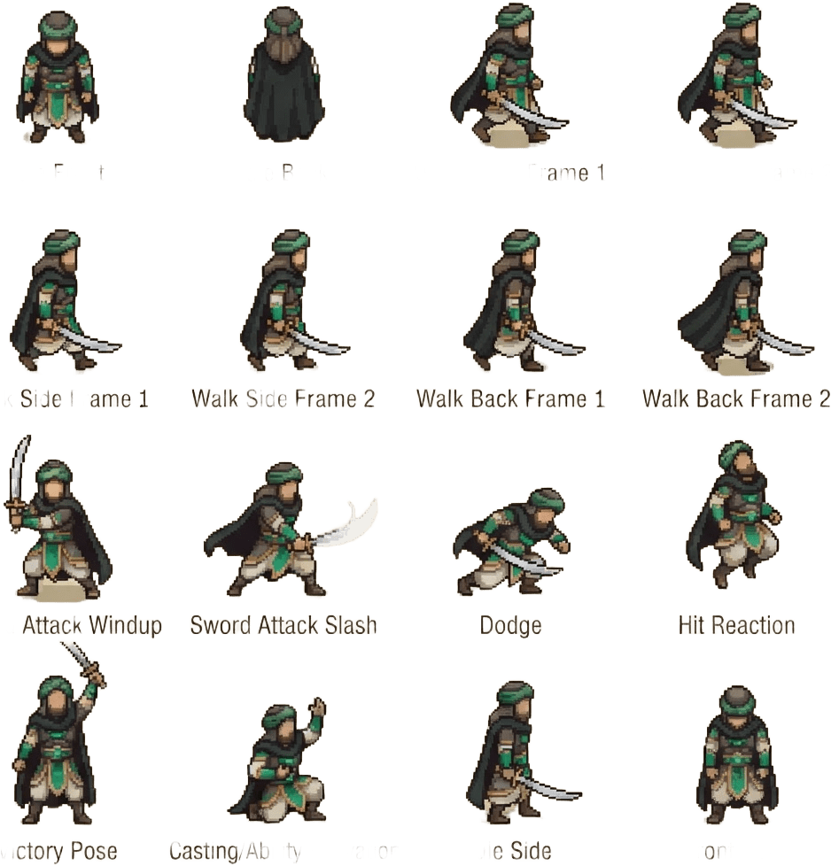 Symbolic Hero Pixel Sprite Sheet
