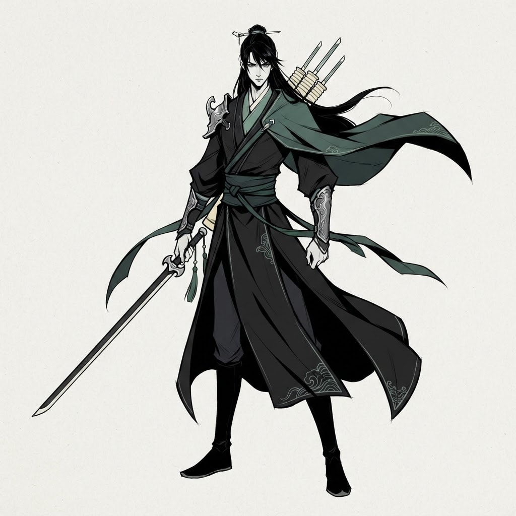 Image: Original dark Chinese kungfupunk character concept