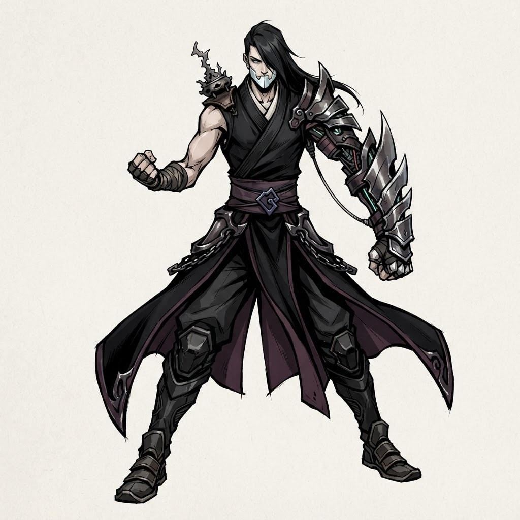 Image: Original dark Chinese kungfupunk character concept