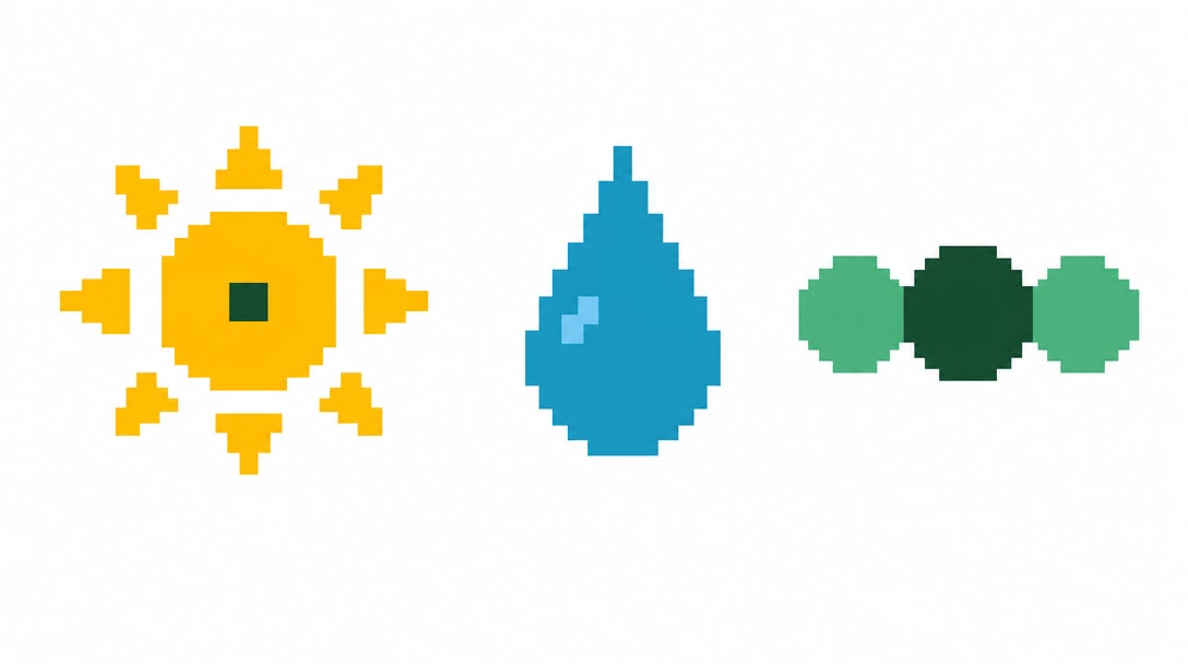 Sunlight Water CO2 Collectible Icons Pixel