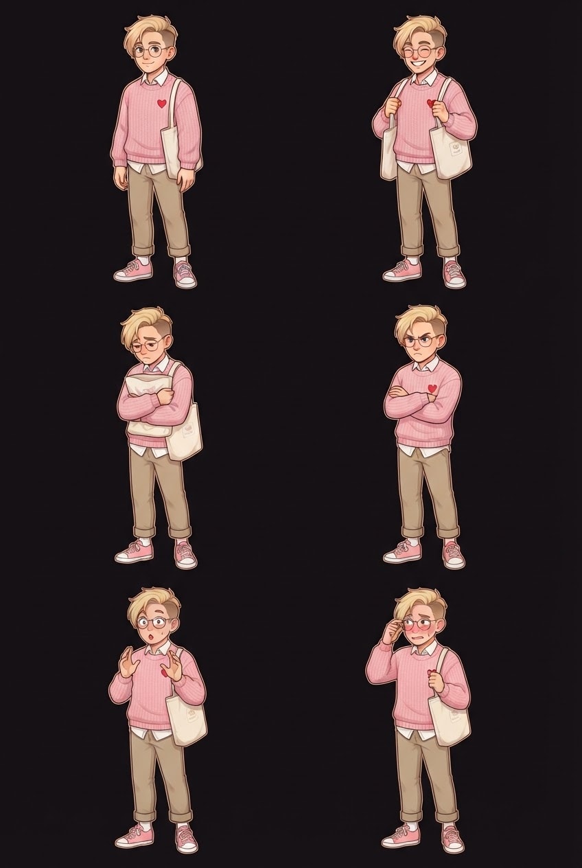 Sprite Sheet 2 - Pink Sweater Glasses