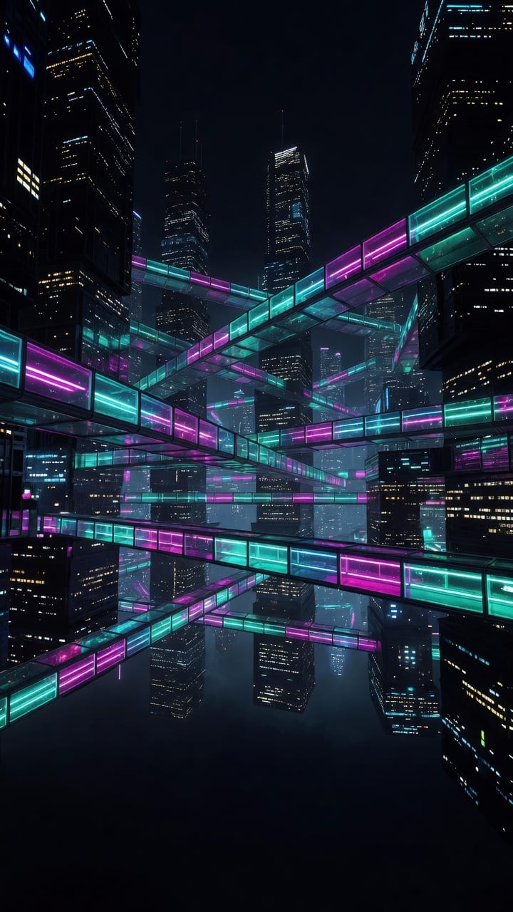 Arena Plate 21 - Neon Skybridge Network