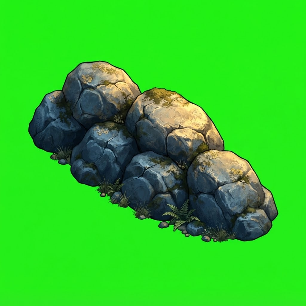 Image: Isometric 2:1 dimetric game sprite, painterly hand