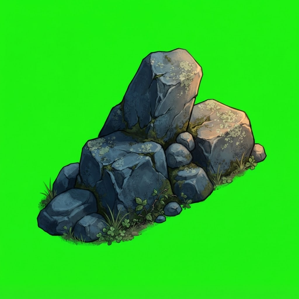 Image: Isometric 2:1 dimetric game sprite, painterly hand