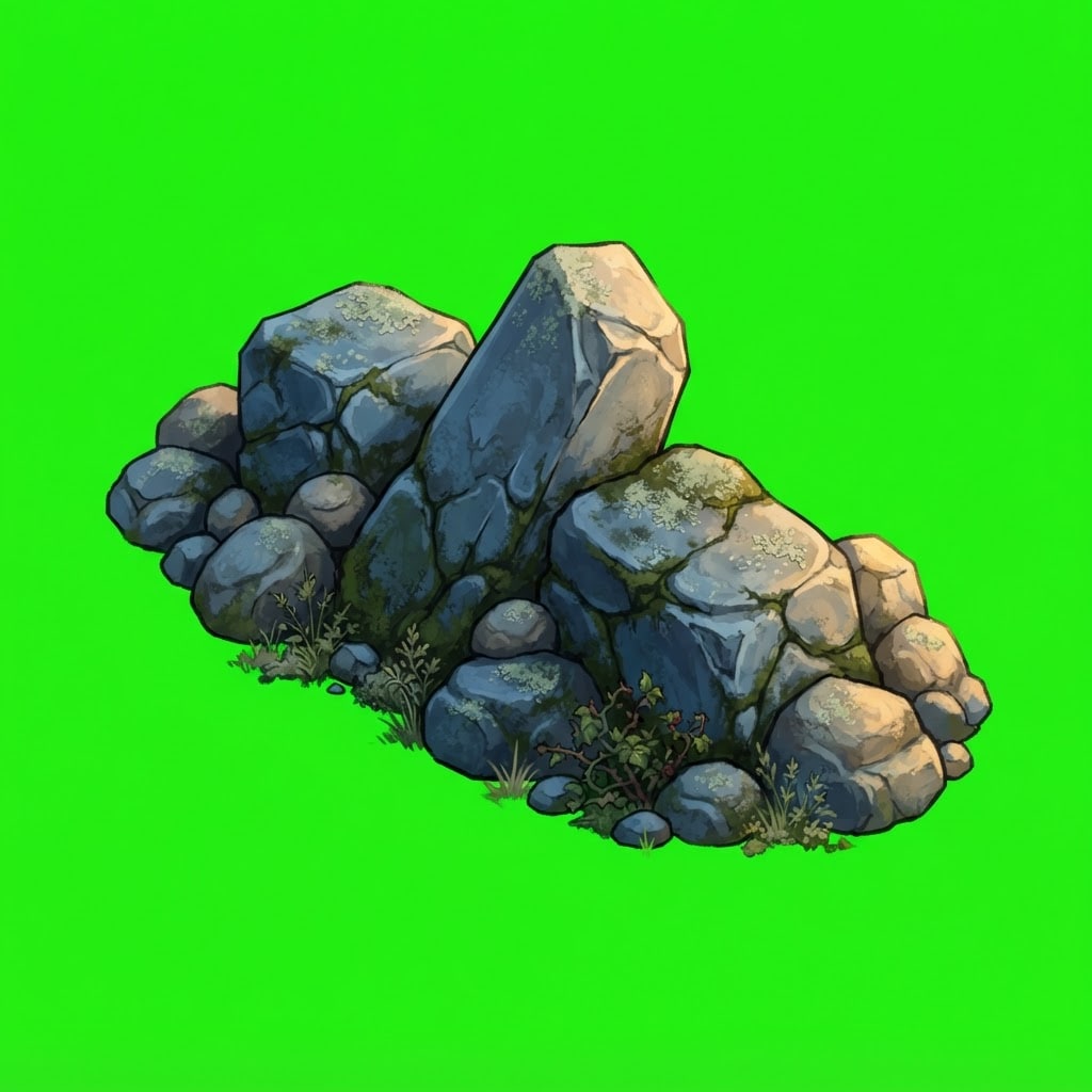 Image: Isometric 2:1 dimetric game sprite, painterly hand