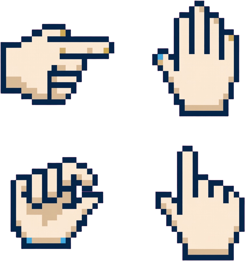 Pixel Hand Cursor Set (2 / 4)
