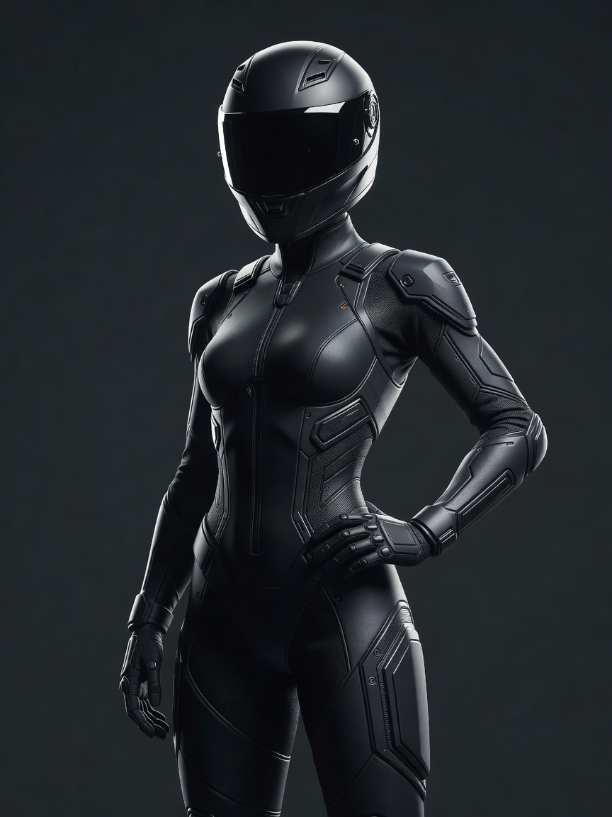 Black Skinsuit Motorcycle Rider